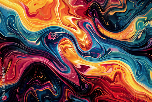 Wallpaper Mural A dynamic and colorful digital artwork featuring swirling patterns and fluid shapes, ideal for a visually striking computer wallpaper. Torontodigital.ca