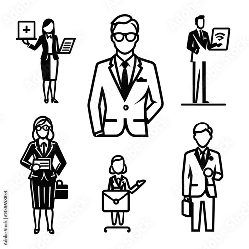 スーツ姿のビジネス人物アイコン集｜Business People Icons in Suits