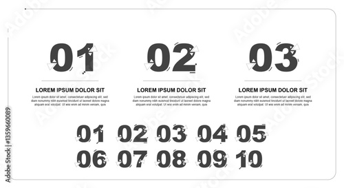 Vector Infographic numbers design from 0 to 10 for bullet points and presentation slides info number or steps. Minimalistic vector template with icons and numbers