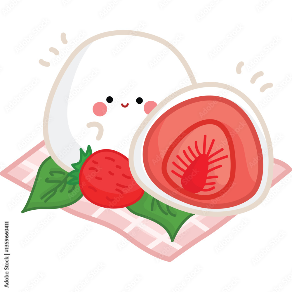 a vector of a strawberry mochi a vector of a strawberry mochi