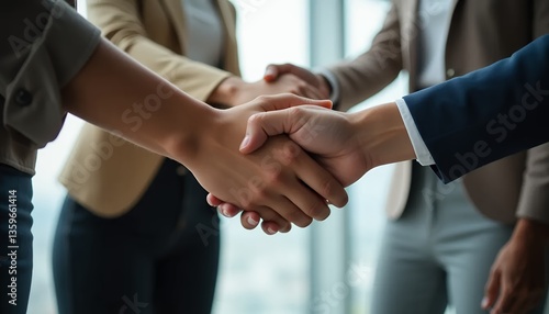Wallpaper Mural Businesspeople Shaking Hands in a Professional Setting Torontodigital.ca