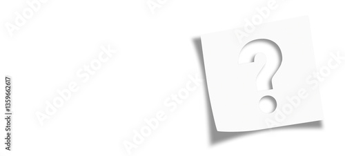 	
Note paper with question mark on transparent or white background