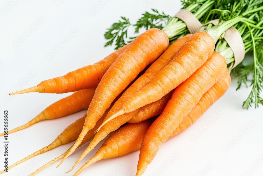 Several fresh orange carrots with their green leafy tops Several fresh orange carrots with their green leafy tops