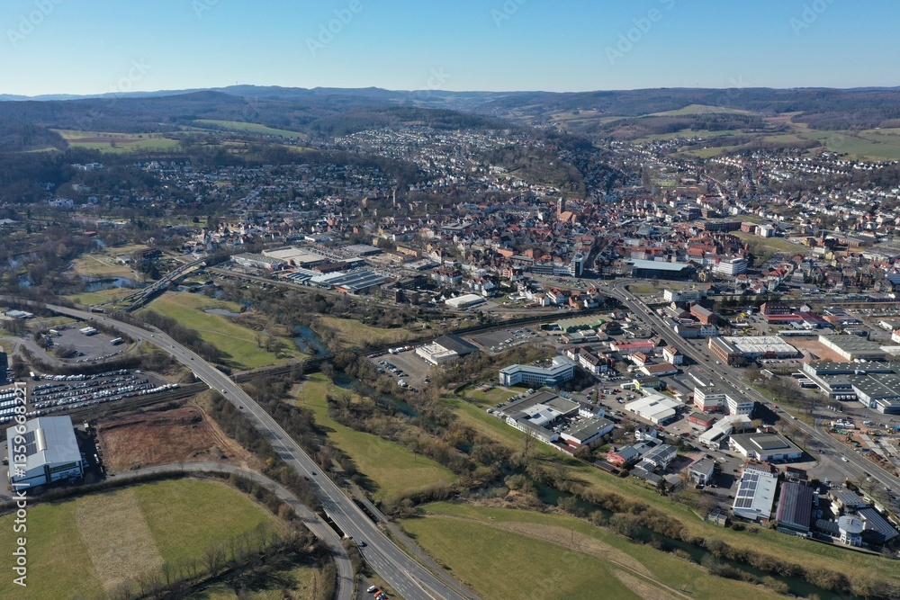 Fototapeta premium Bad Hersfeld aus der Luft | Die Stadt Bad Hersfeld in Hessen aus der Vogelperspektive