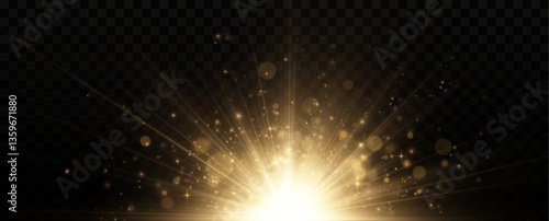  glowing light explodes on a transparent background. with ray. Transparent shining sun, bright flash. Special lens flare light effect.	