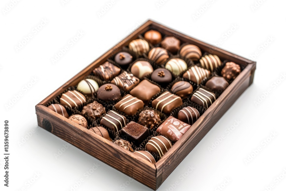 Sharp Image of Box of Chocolate Candies Isolated on White Background Sharp Image of Box of Chocolate Candies Isolated on White Background