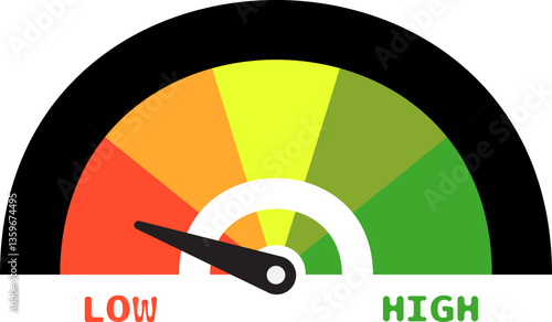 Colorful High Low Gauge, Measurement Indicator Icon