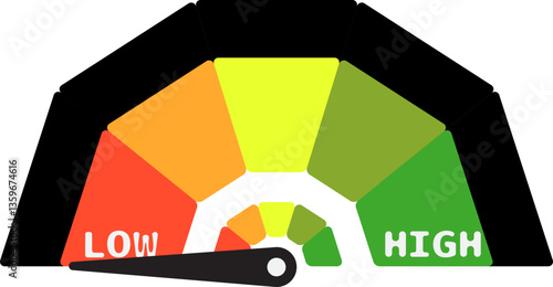 Colorful High Low Gauge, Measurement Indicator Icon