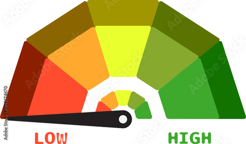 Colorful High Low Gauge, Measurement Indicator Icon