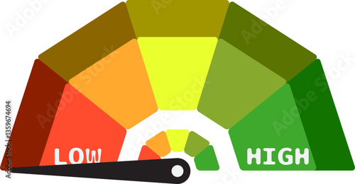 Colorful High Low Gauge, Measurement Indicator Icon