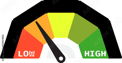 Colorful High Low Gauge, Measurement Indicator Icon