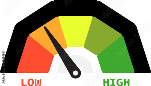 Colorful High Low Gauge, Measurement Indicator Icon