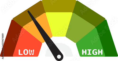 Colorful High Low Gauge, Measurement Indicator Icon