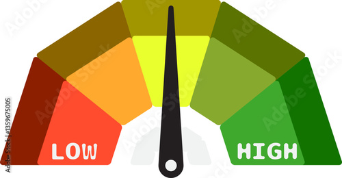 Colorful High Low Gauge, Measurement Indicator Icon
