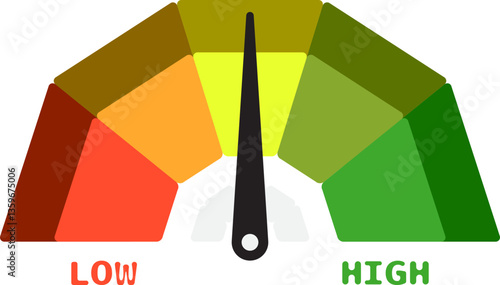 Colorful High Low Gauge, Measurement Indicator Icon