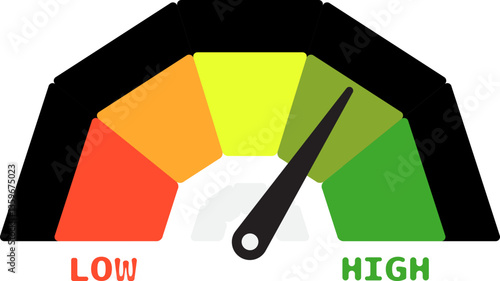 Colorful High Low Gauge, Measurement Indicator Icon