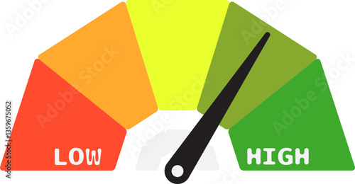 Colorful High Low Gauge, Measurement Indicator Icon