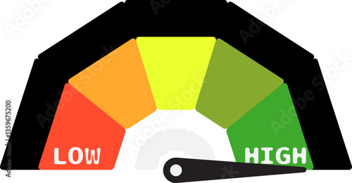 Colorful High Low Gauge, Measurement Indicator Icon