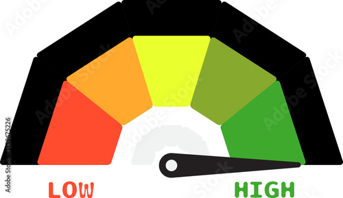 Colorful High Low Gauge, Measurement Indicator Icon