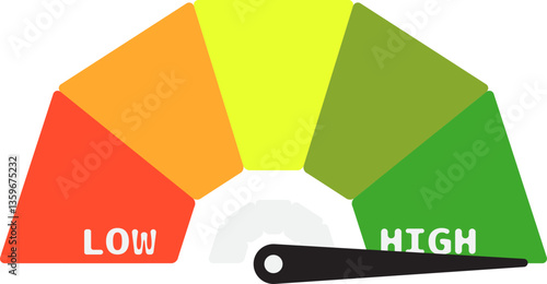 Colorful High Low Gauge, Measurement Indicator Icon
