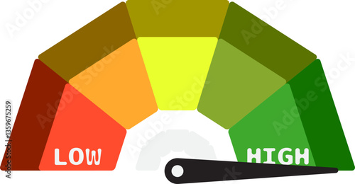Colorful High Low Gauge, Measurement Indicator Icon