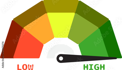 Colorful High Low Gauge, Measurement Indicator Icon