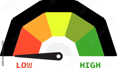 Colorful High Low Gauge, Measurement Indicator Icon