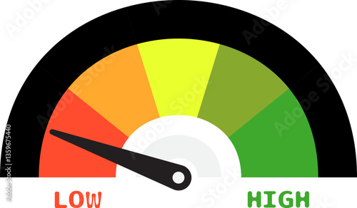Colorful High Low Gauge, Measurement Indicator Icon