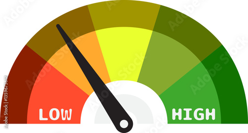 Colorful High Low Gauge, Measurement Indicator Icon