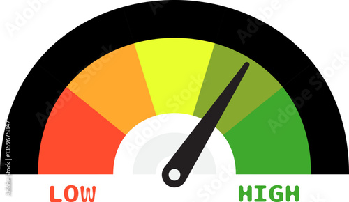 Colorful High Low Gauge, Measurement Indicator Icon