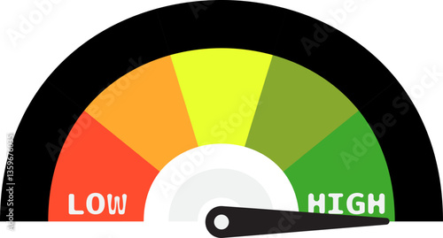 Colorful High Low Gauge, Measurement Indicator Icon