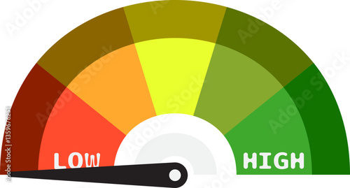 Colorful High Low Gauge, Measurement Indicator Icon