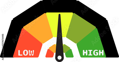Colorful High Low Gauge, Measurement Indicator Icon