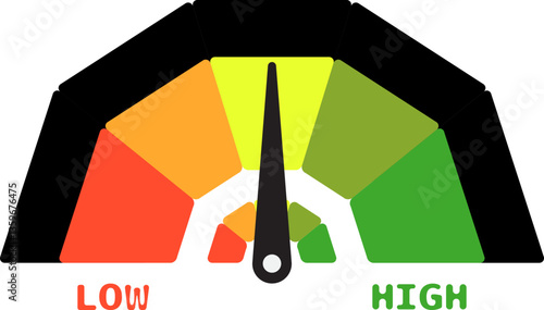 Colorful High Low Gauge, Measurement Indicator Icon