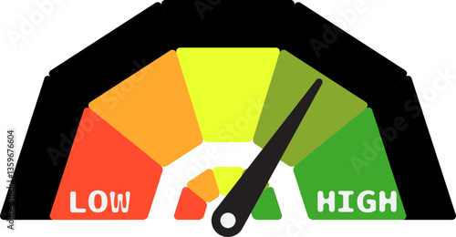 Colorful High Low Gauge, Measurement Indicator Icon