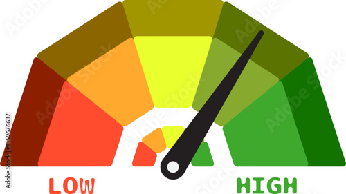 Colorful High Low Gauge, Measurement Indicator Icon