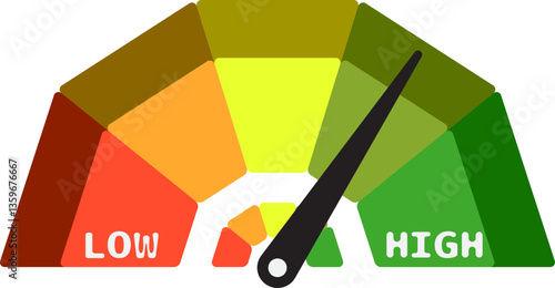 Colorful High Low Gauge, Measurement Indicator Icon