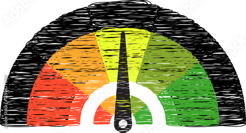 Colorful High Low Gauge, Measurement Indicator Icon