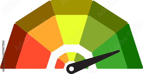 Colorful High Low Gauge, Measurement Indicator Icon