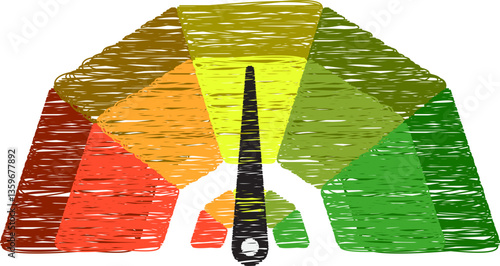 Colorful High Low Gauge, Measurement Indicator Icon