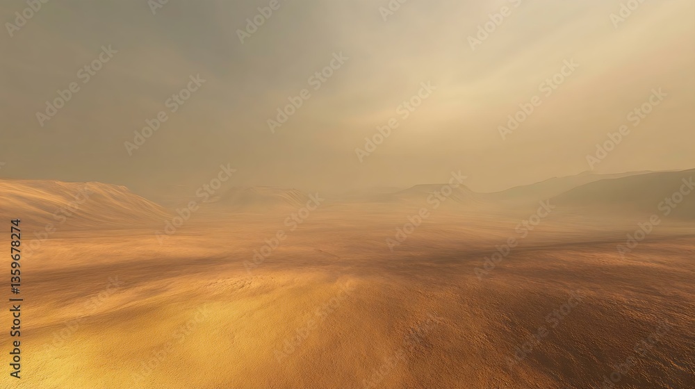 A vast, arid desert landscape with gentle hills and soft golden tones under a hazy sky, evoking a sense of serenity and isolation. A vast, arid desert landscape with gentle hills and soft golden tones under a hazy sky, evoking a sense of serenity and isolation.