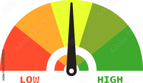 Colorful High Low Gauge, Measurement Indicator Icon