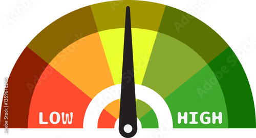 Colorful High Low Gauge, Measurement Indicator Icon