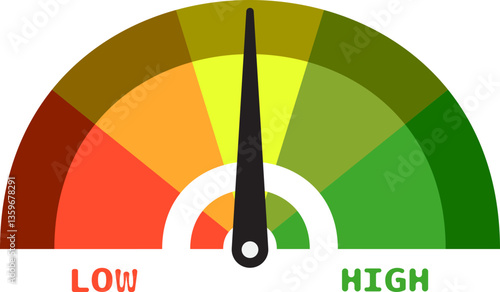 Colorful High Low Gauge, Measurement Indicator Icon