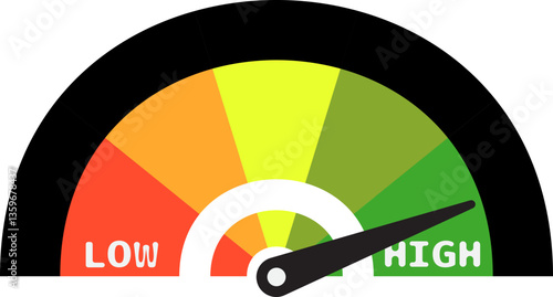 Colorful High Low Gauge, Measurement Indicator Icon
