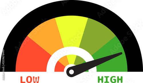 Colorful High Low Gauge, Measurement Indicator Icon