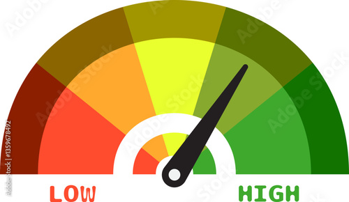 Colorful High Low Gauge, Measurement Indicator Icon
