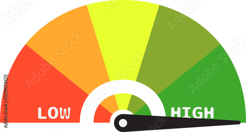 Colorful High Low Gauge, Measurement Indicator Icon