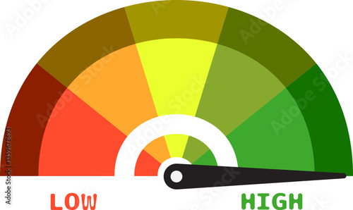 Colorful High Low Gauge, Measurement Indicator Icon