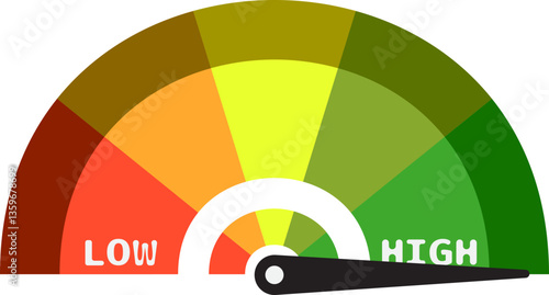 Colorful High Low Gauge, Measurement Indicator Icon